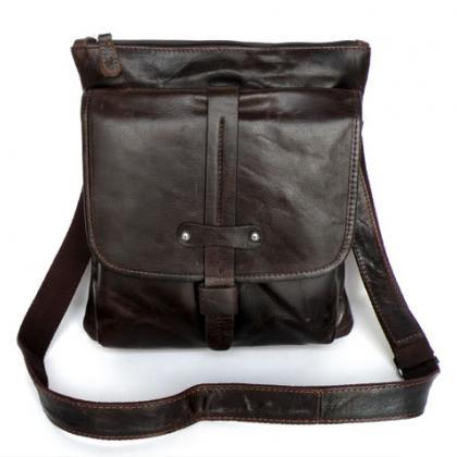 Genuine Vintage Leather Chocolate Men's Shoulder Messenger Bag Bag ...