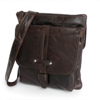 Genuine Vintage Leather Chocolate Men's Shoulder Messenger Bag Bag ...