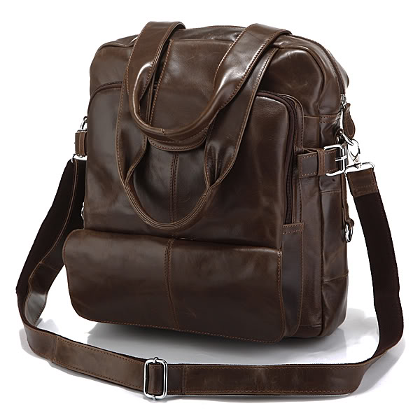 Vintage Leather Men's Fashion Laptop Backpack Travel Handbag Messenger Bag