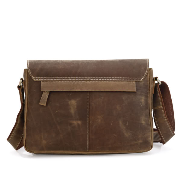 Crazy Horse Leather Men's Brown Messenger Laptop Bag Shoulder Bag on Luulla