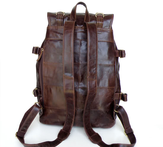 Vintage Tan Leather Chocolate Hiking Backpack Travel Camping Bag on Luulla